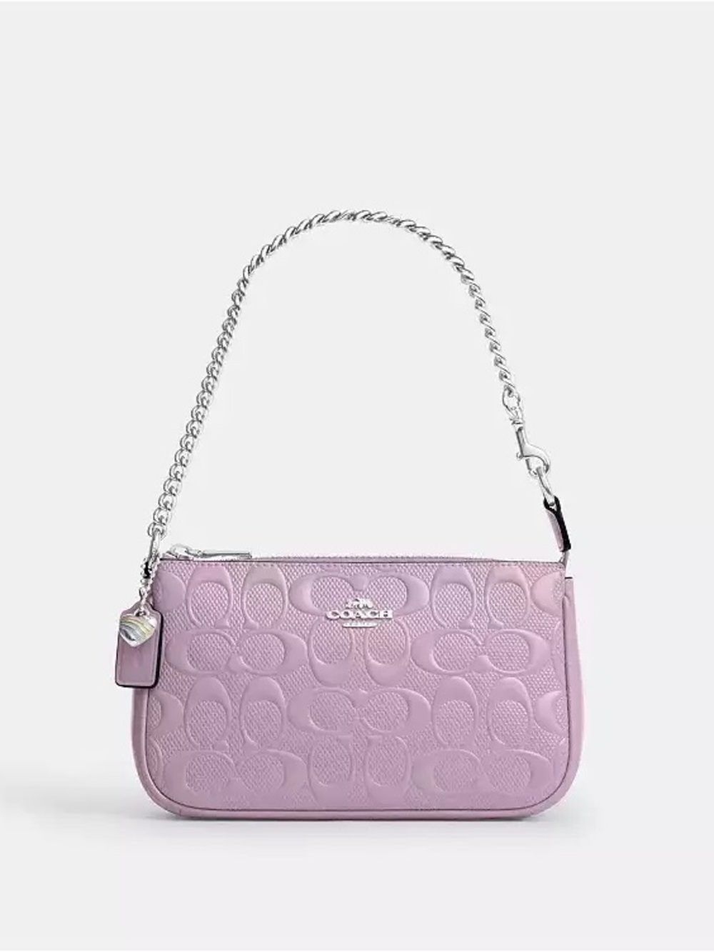 Coach Lilac Embossed Signature Chain Shoulder Bag